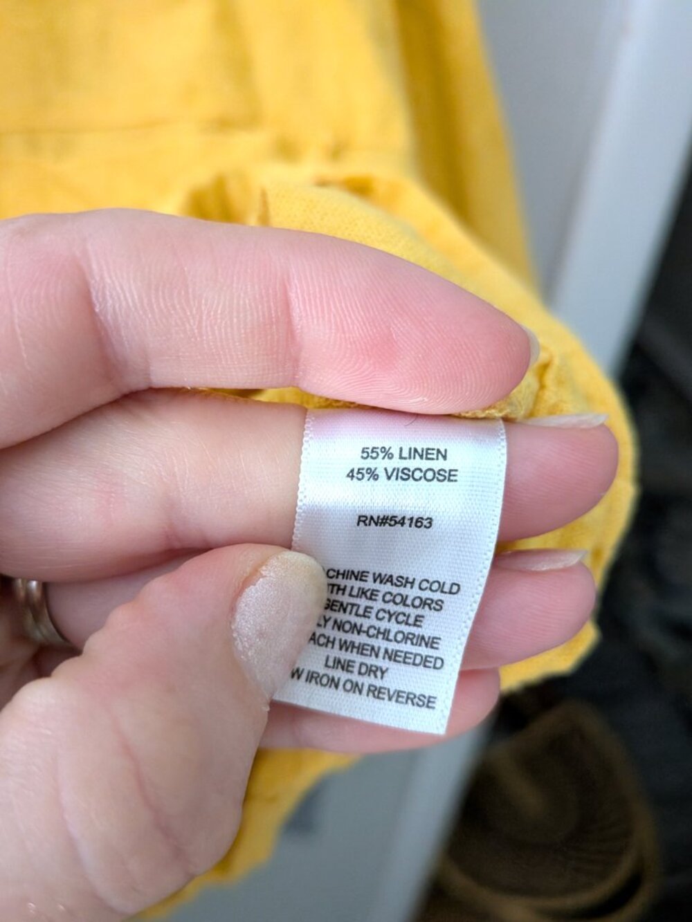 Marc New York Linen Blend Button Up Cropped Top Mustard Yellow Small - Picture 3 of 5